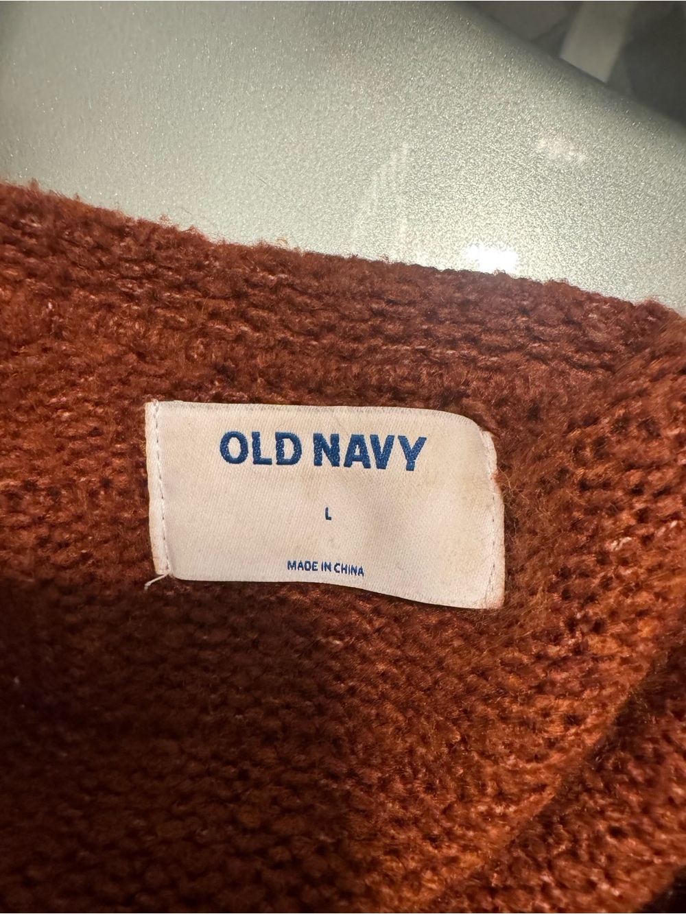 Old Navy Open-Front Teddy Cardigan in Rust - Picture 3 of 3